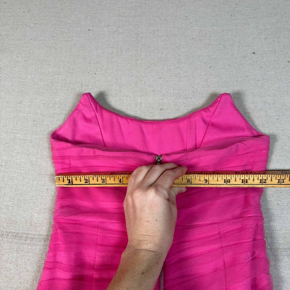 Hot Pink Ruched Mesh Corset Style Bodycon Mini Dress Small Barbie Coquette - Picture 3 of 10